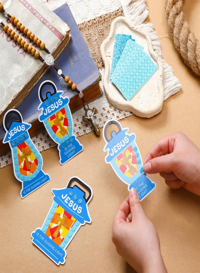 MiniInflat 24 Sets Christian Crafts Jesus Lights The Way Sunday School Crafts Preschool Religious DIY Glitter Mosaic Oil Lamp Cross Kit Hanging Bible Jesus Felt Ornament for VBS Classroom Church Activity - Image 3